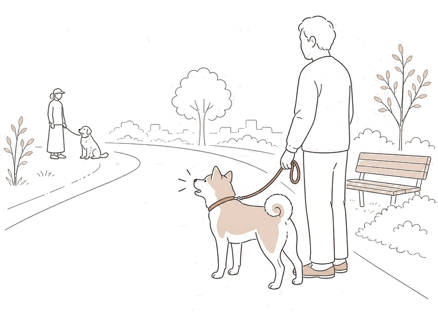 犬が他の犬に吠える時、近づける前に見ること。の画像
