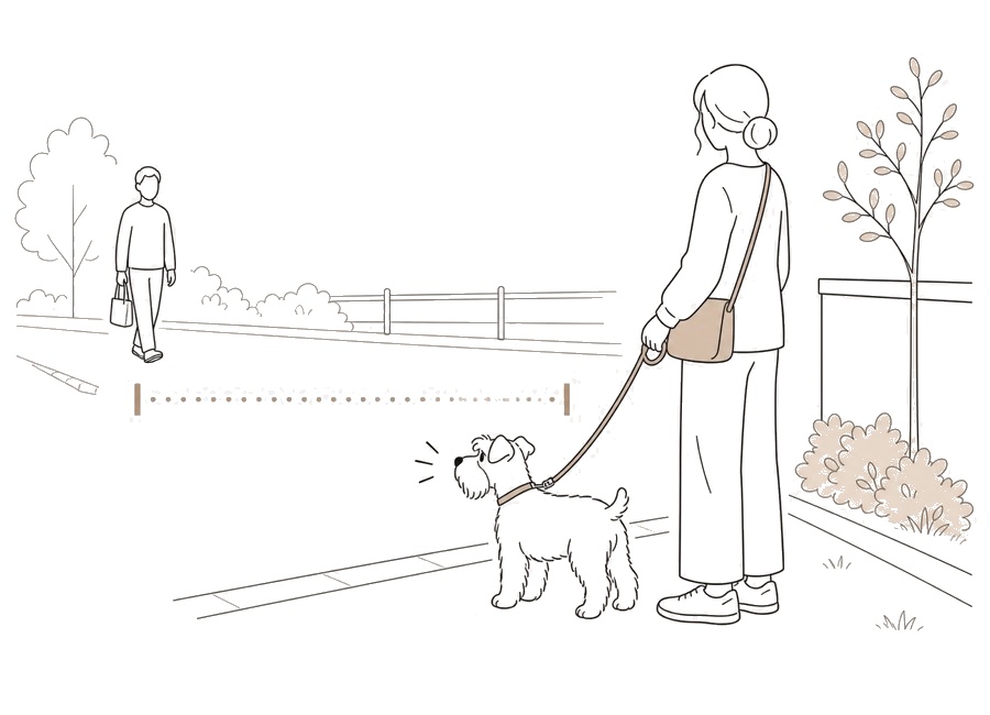 犬が散歩中に吠える時、距離と刺激を見直す。の画像