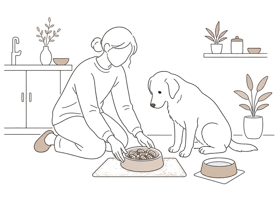 犬の早食いを直したい時、量と食べ方を見直す。の画像