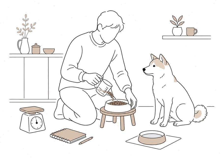 犬のご飯の量を見直す時の順番。の画像