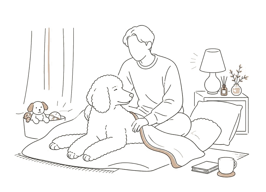 犬が夜に落ち着かない時、寝る前の刺激を整える。の画像