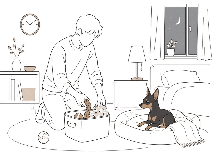 犬が夜に寝ない・吠える時、遊び終わりを整える。の画像