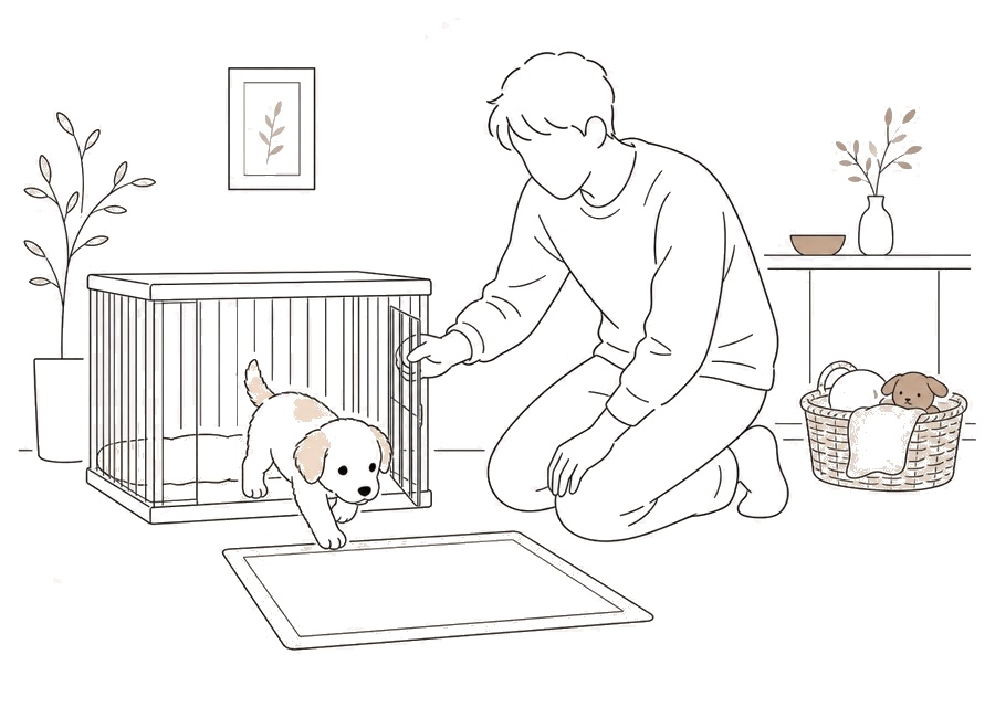 子犬がケージから出るとトイレ失敗する時に見ること。の画像