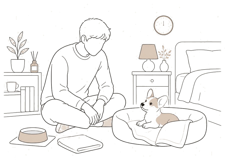 子犬の夜泣きで最初に整えること。の画像