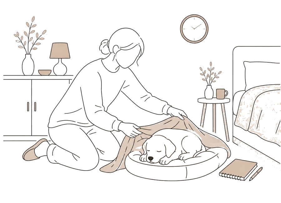 子犬の寝る時間が気になる時に見ること。の画像