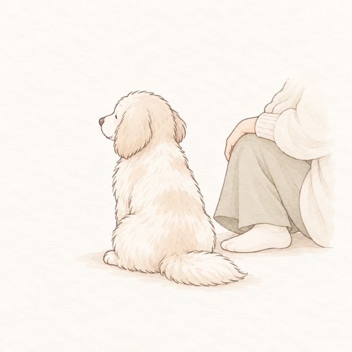 背中を向ける犬のイラスト