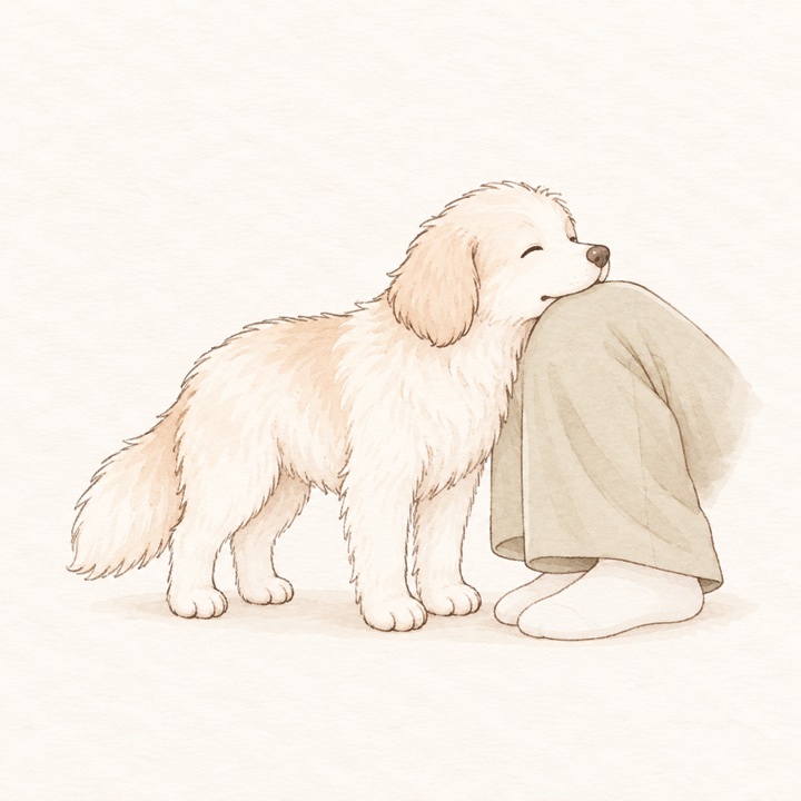 あごを乗せる犬のイラスト