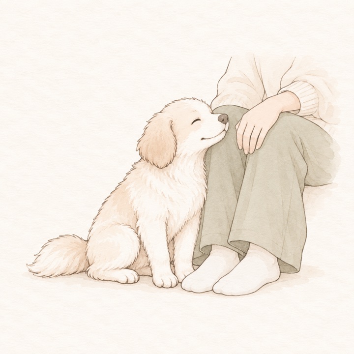 体をくっつける犬のイラスト