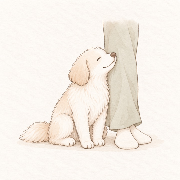 近くに来る犬のイラスト