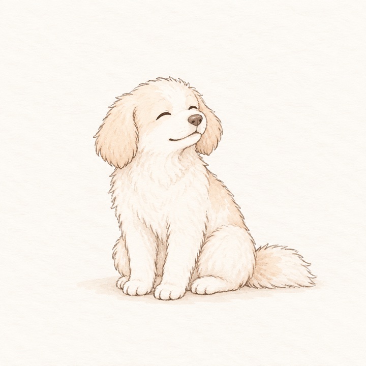 やわらかい表情の犬のイラスト