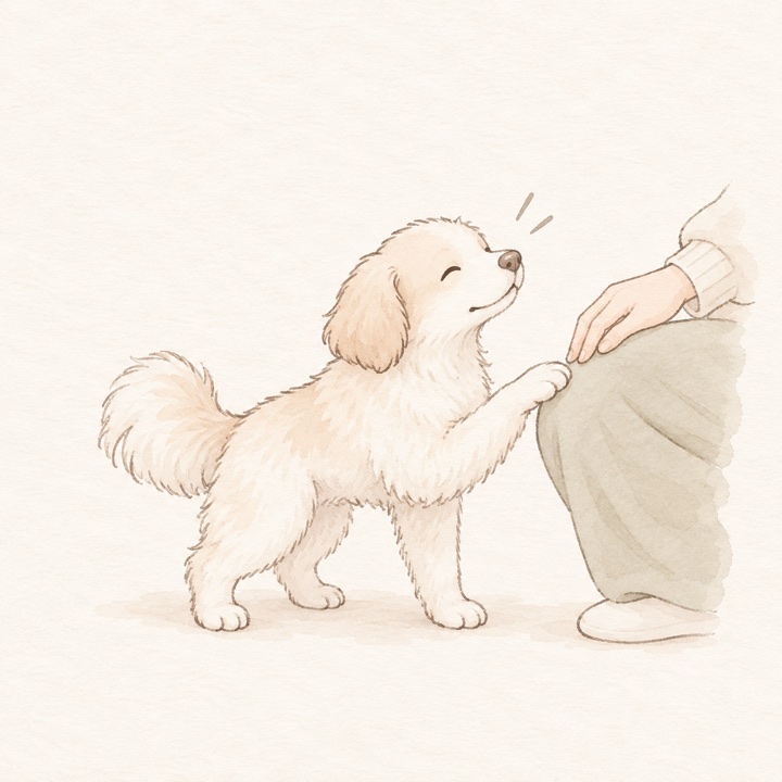 前足で要求する犬のイラスト